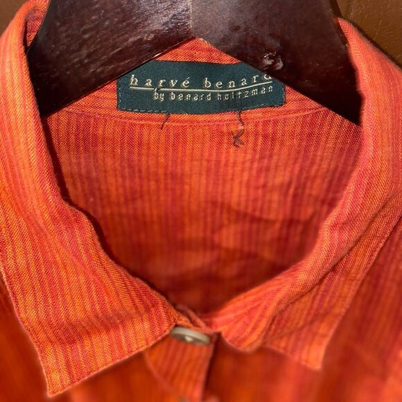 Harve Benard by Benard Holtzman Linen Stripe Blouse 10 - Picture 3 of 5